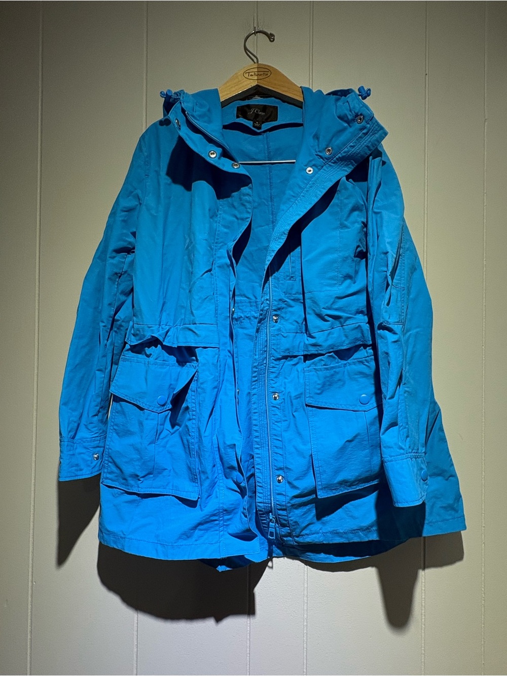J.Crew bright blue spring lightweight rain coat jacket small